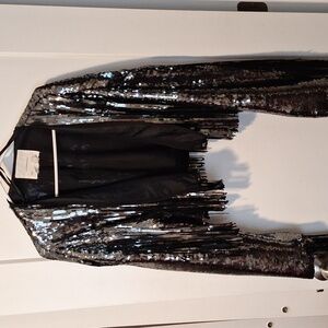 Anthropologie sequin fringe jacket sz lg nwot
